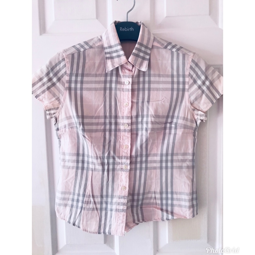 Authentic Burberry London pink plaid shirt size S